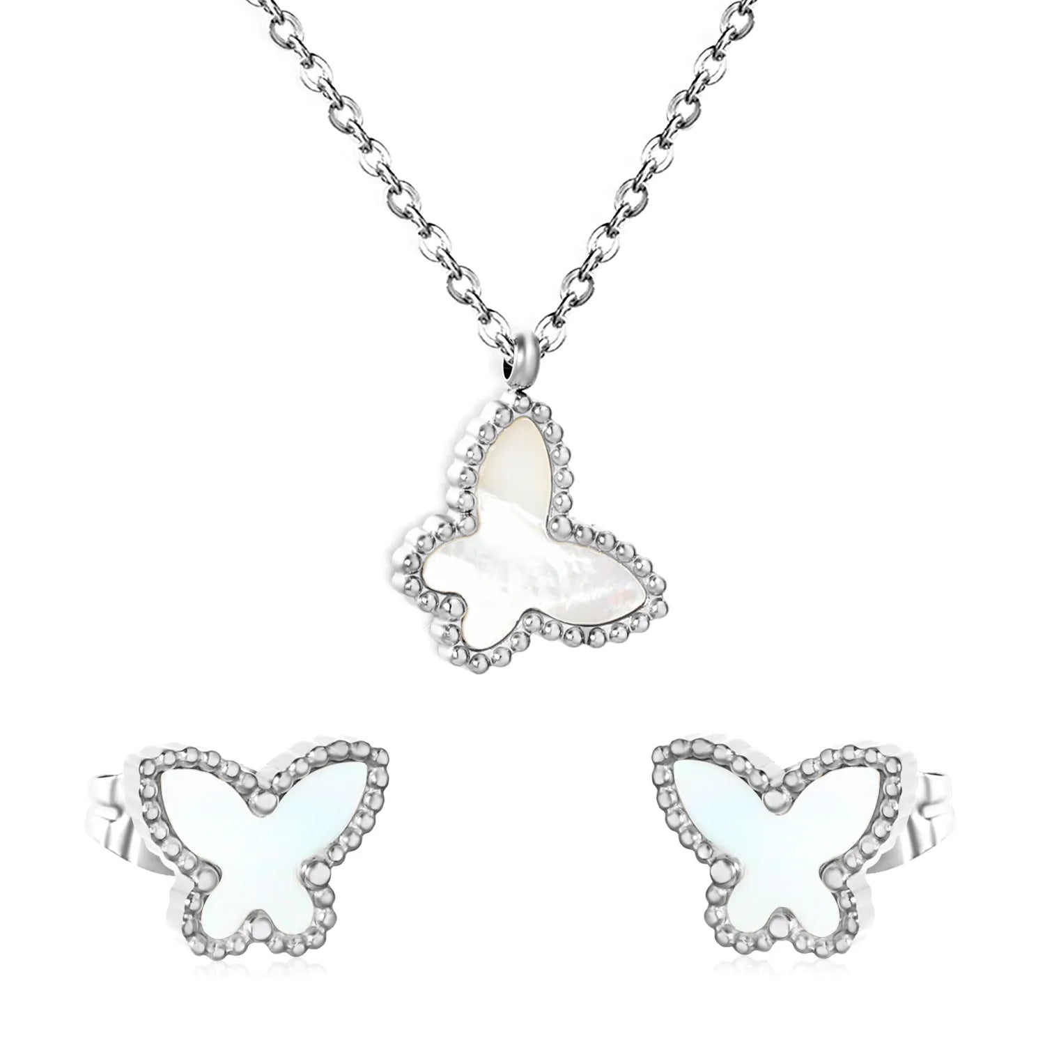 Steel Color Jewelry Set 0.35 Cross Chain 40+5cm Adjustable 6mm Round End Tag 10*8mm Earrings + 13*11mm Pendant with Peacock Pattern Acrylic/Black Acrylic/White Shell Women Daily Casual Party Fashion Accessory asonjewelry